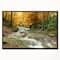 Designart - Forest Waterfall with Yellow Trees - Large Landscape Framed Canvas Art Print